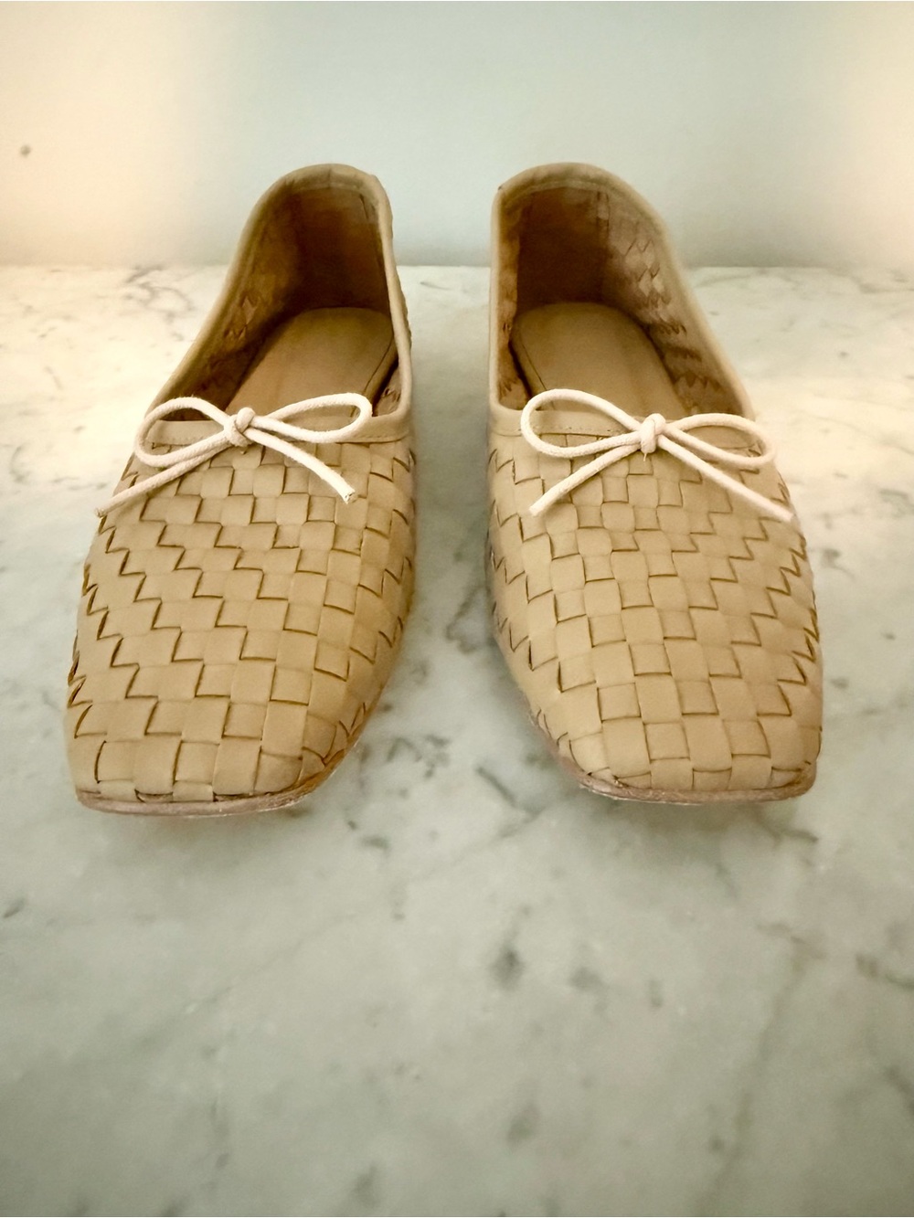 Freda Salvador Jada Leather Woven Ballet Flats in Latte 8.5 - Picture 2 of 5